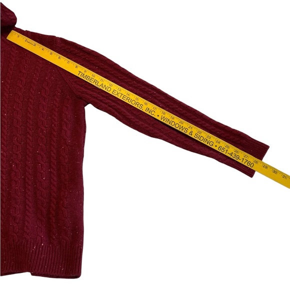 Orvis Sweater Wool Cashmere Burgundy Fishermans Cable Knit Turtleneck Sz Medium. - Picture 9 of 9